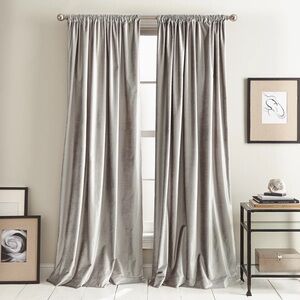 DKNY Silver Velvet Blackout Curtains - Brand New